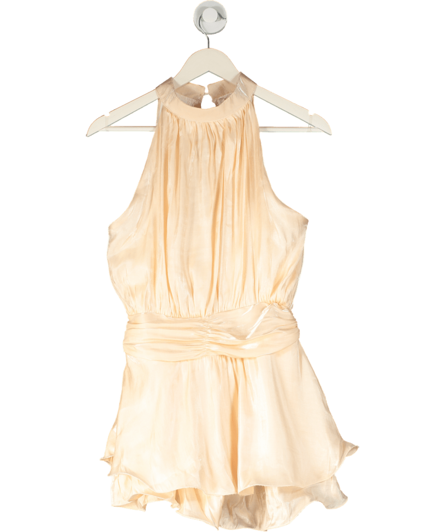 Amy & Clo Nude Sheer Halter Neck Jumpsuit UK S - Reliked