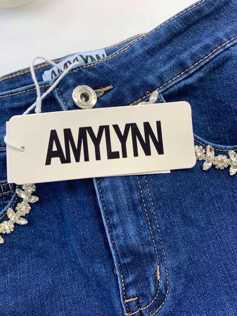 Amy Lynn Blue Raye Embellished Denim Shorts UK 6 - Reliked