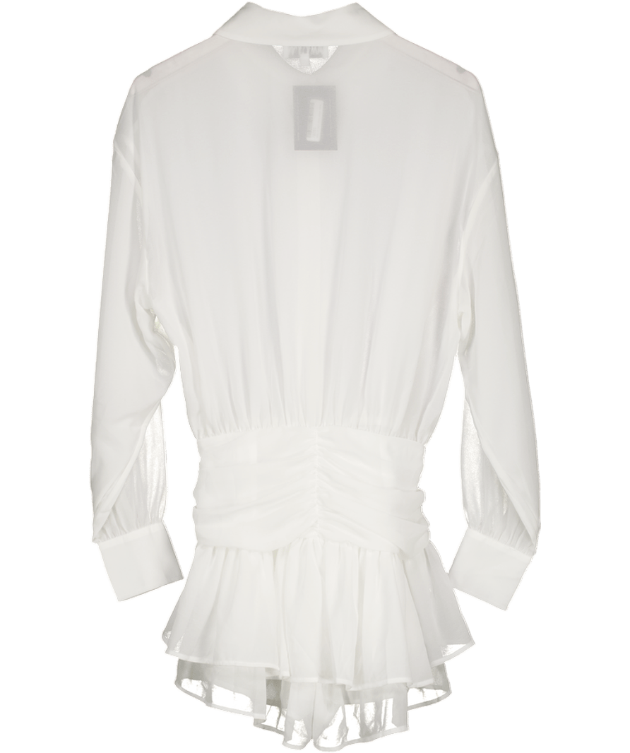 Amy Lynn London Sheer Ruffle Bloomer Playsuit With Shirt Top In White UK 8 - Reliked