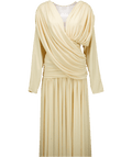 AMYSHEHAB Cream Long Sleeve Draped Dress UK M - Reliked