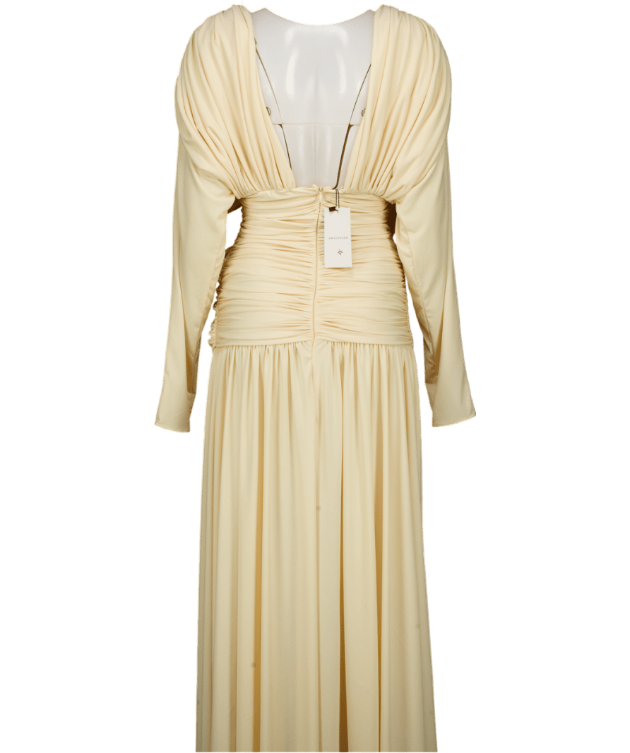 AMYSHEHAB Cream Long Sleeve Draped Dress UK M - Reliked