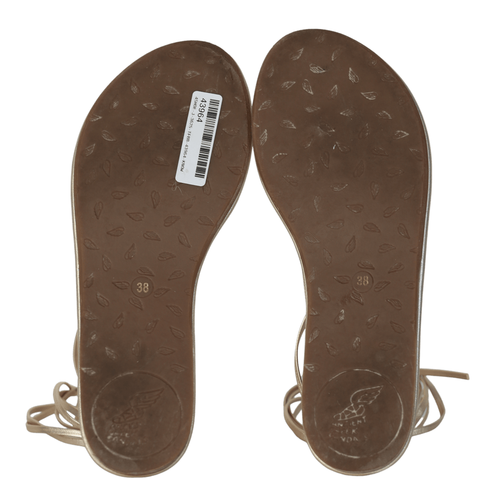 Ancient Greek Sandals Metallic Gold Leather Ankle Tie Sandals UK 5 EU 38 👠 - Reliked