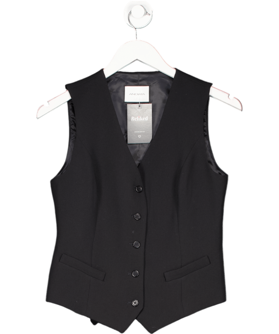 Andiata Black Maria Tailored Slim Fit Waistcoat Top UK 4 - Reliked