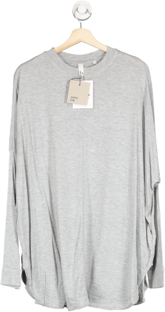 AND/OR Grey Viscose Orla Long Sleeve Top UK 14 - Reliked