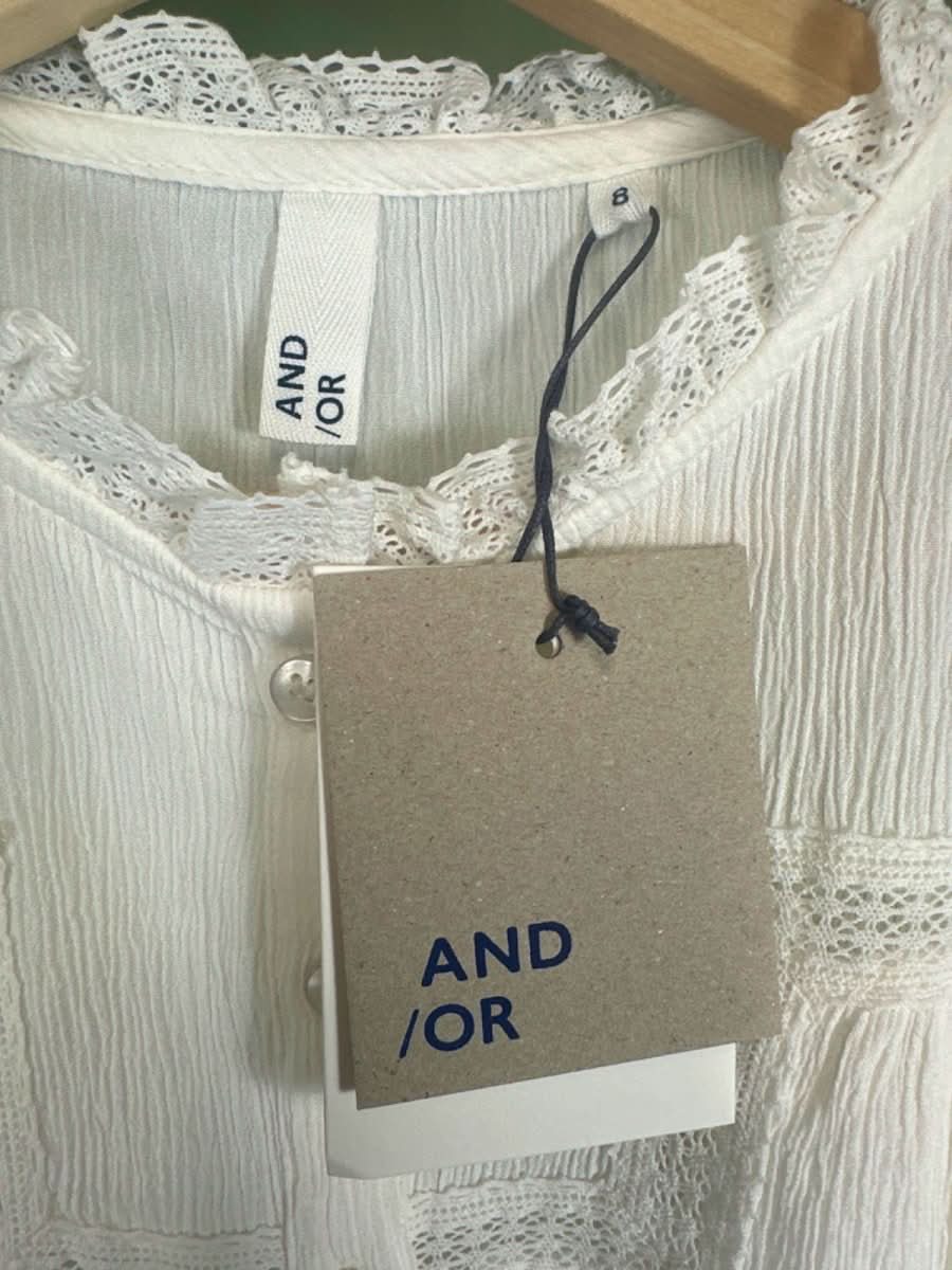 AND/OR White Manon Lace Blouse UK 20 - Reliked