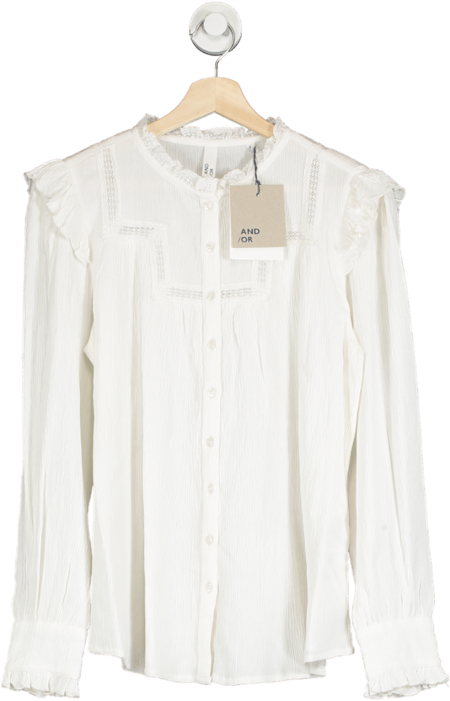 AND/OR White Manon Lace Blouse UK 20 - Reliked