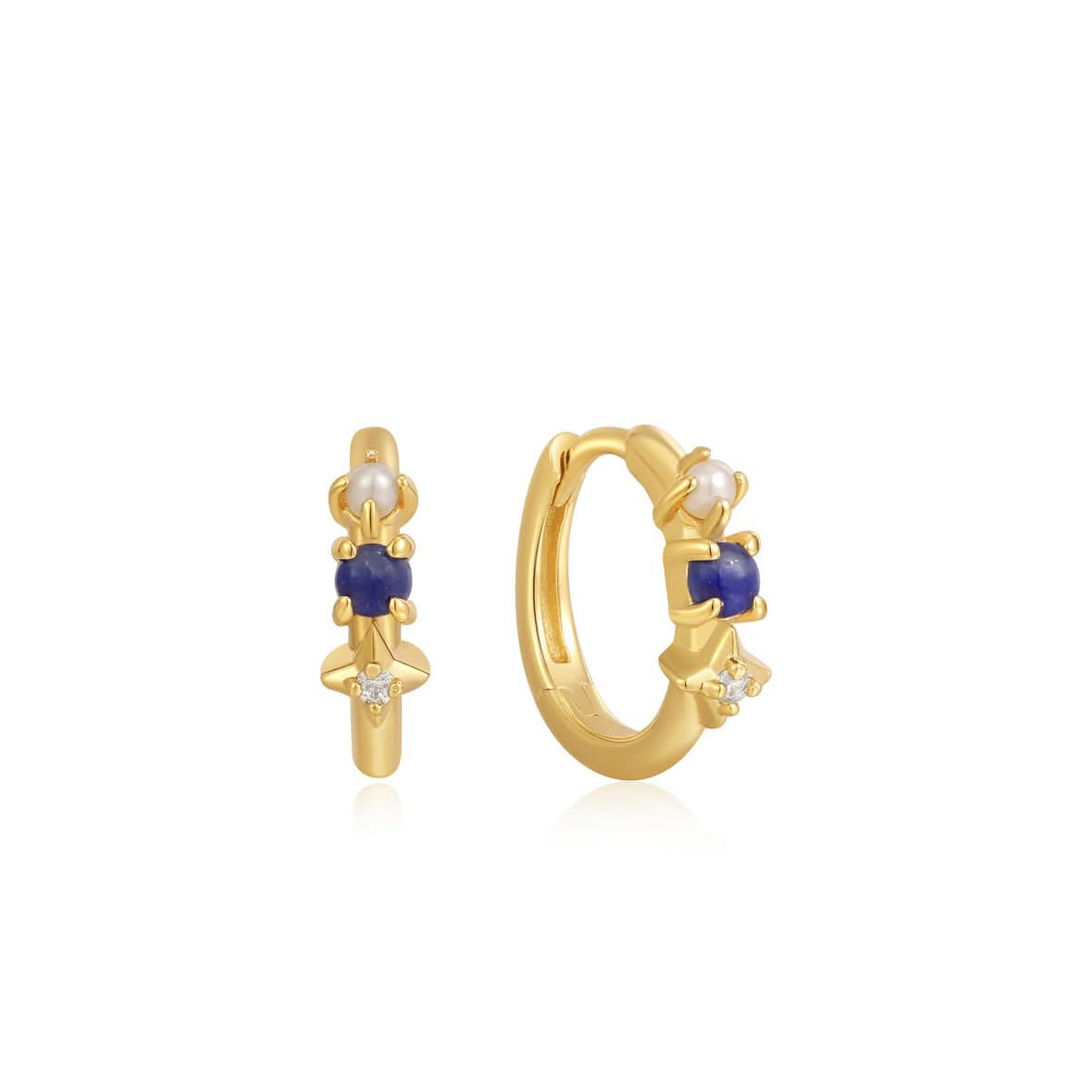 Ania Haie Gold Lapis Star Huggie Hoop Earrings - Gift Boxed - Reliked
