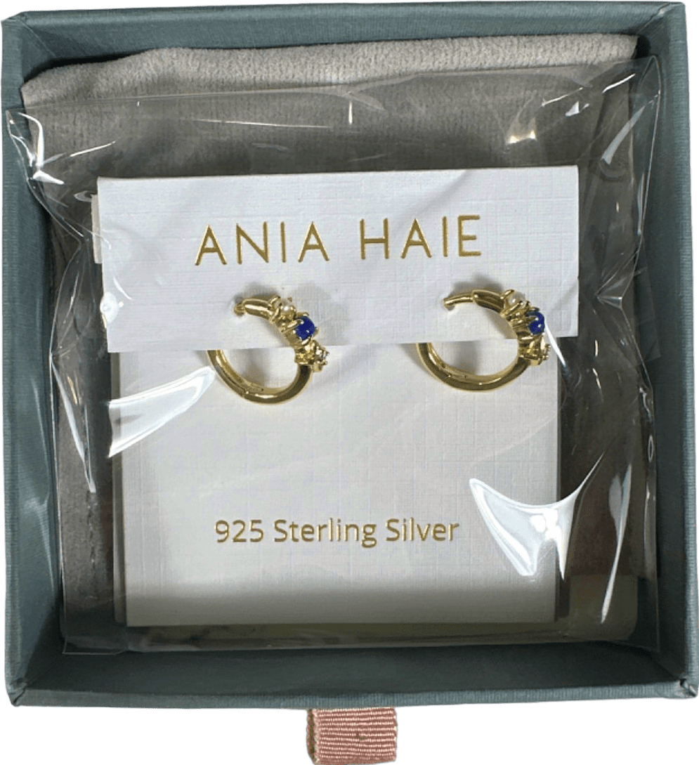 Ania Haie Gold Lapis Star Huggie Hoop Earrings - Gift Boxed - Reliked
