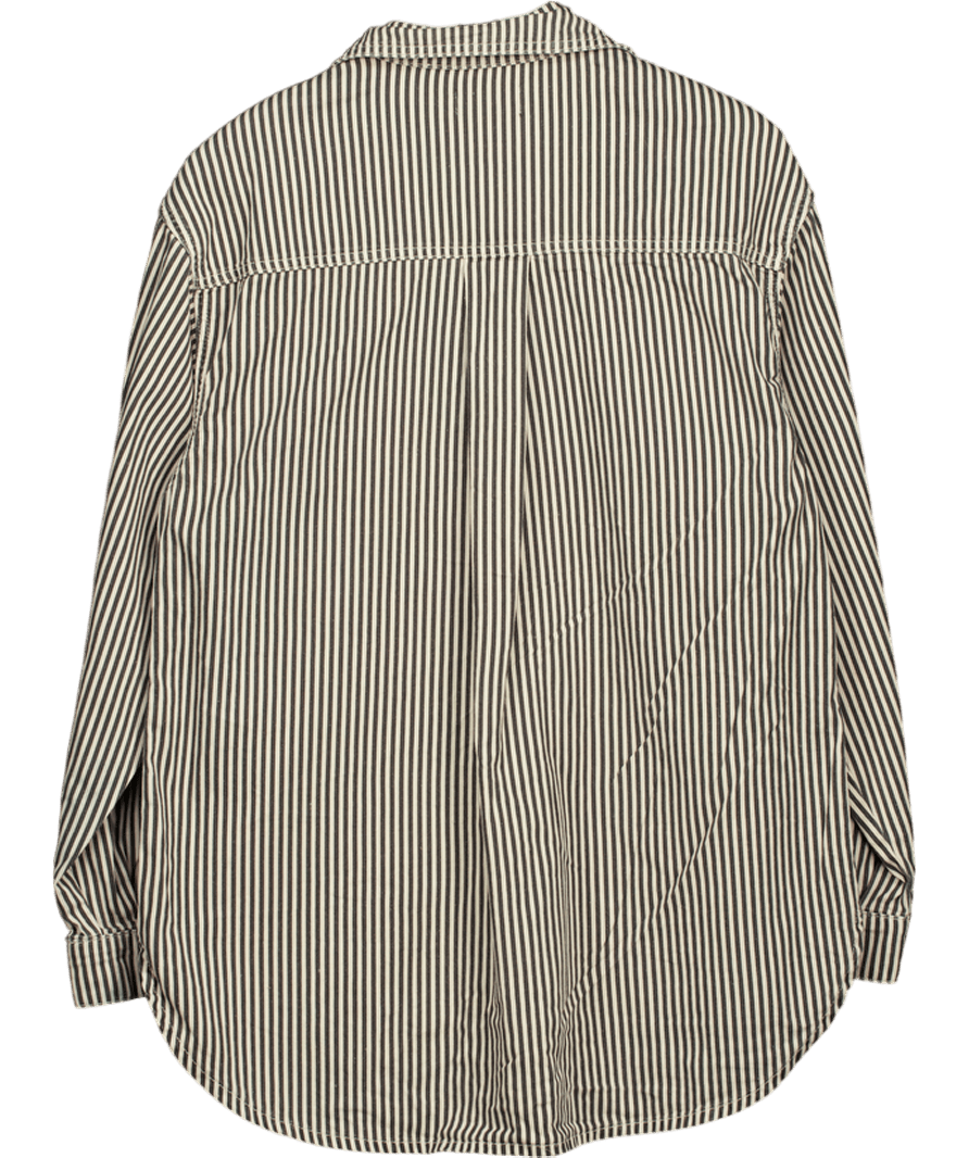 Anine Bing Brown Midweight Cotton Striped Shirt UK S - Reliked