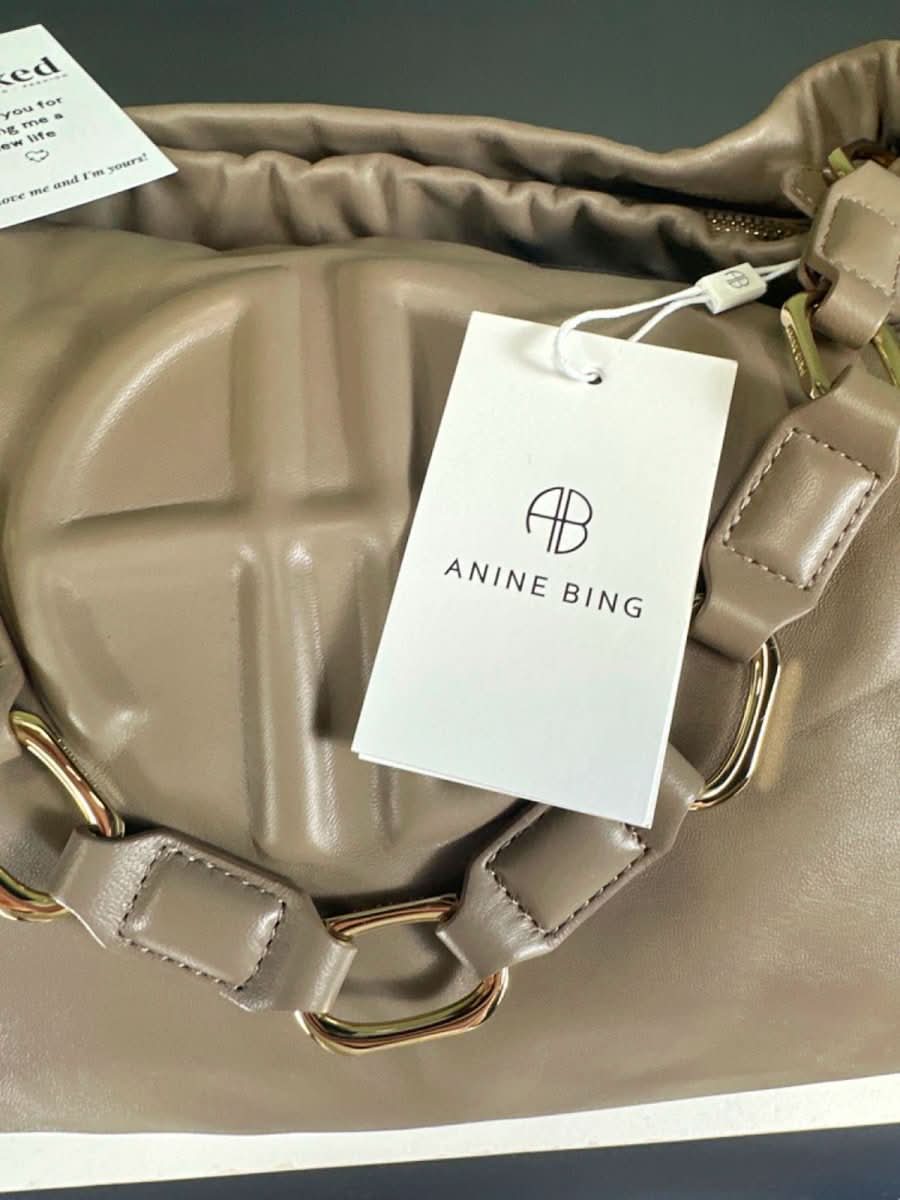 Anine Bing Taupe Chain Strap Shoulder Bag - Reliked