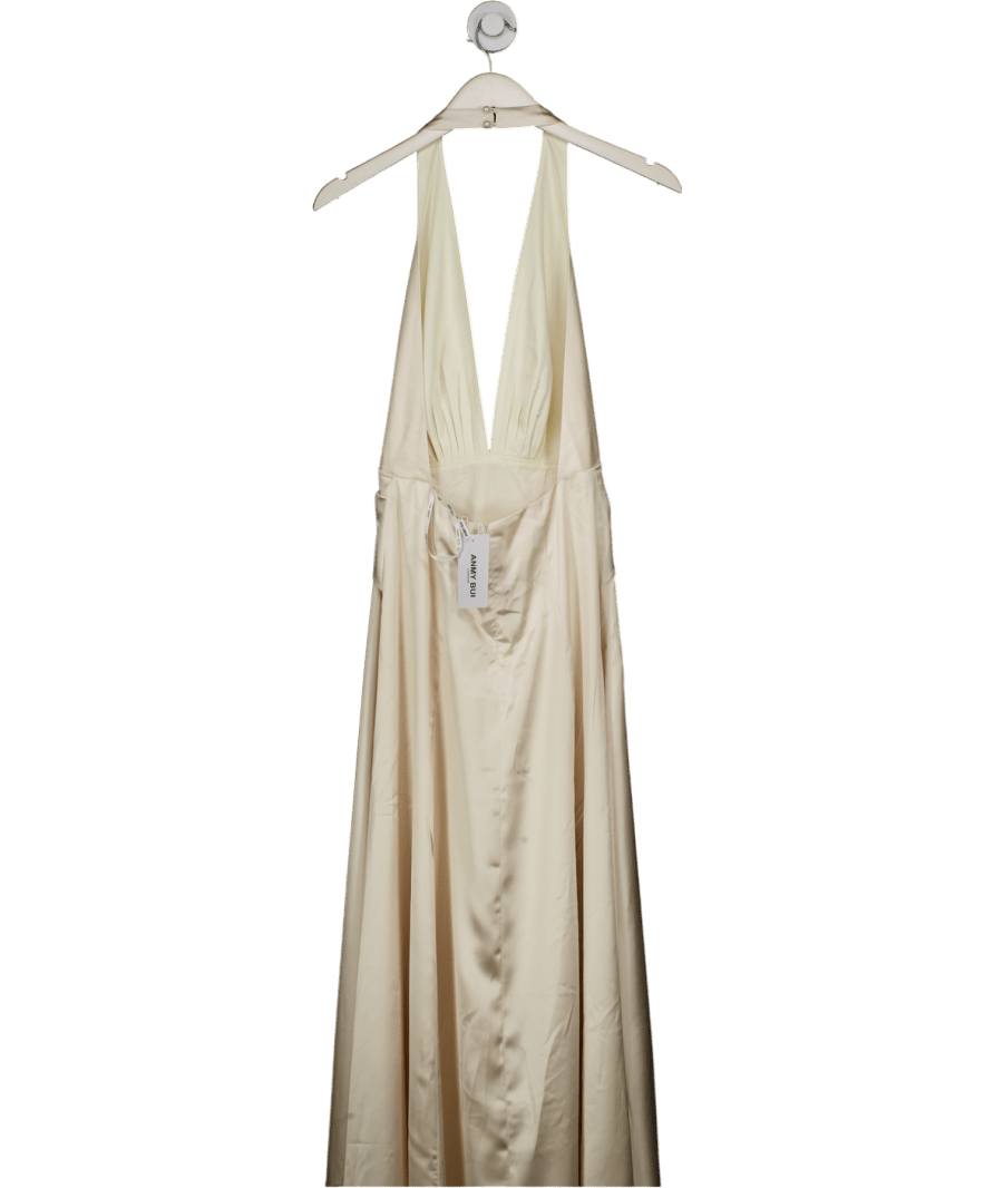 Anmy Bui Cream Satin Halter Neck Dress UK S/M - Reliked