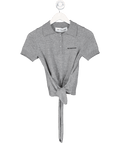 Ann Adelman Grey Cashmere/ Wool Blend Logo Polo Top UK S - Reliked