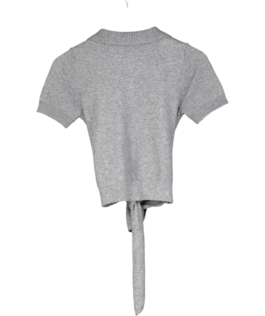 Ann Adelman Grey Cashmere/ Wool Blend Logo Polo Top UK S - Reliked