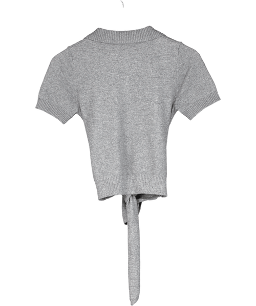 Ann Adelman Grey Cashmere/ Wool Blend Logo Polo Top UK S - Reliked