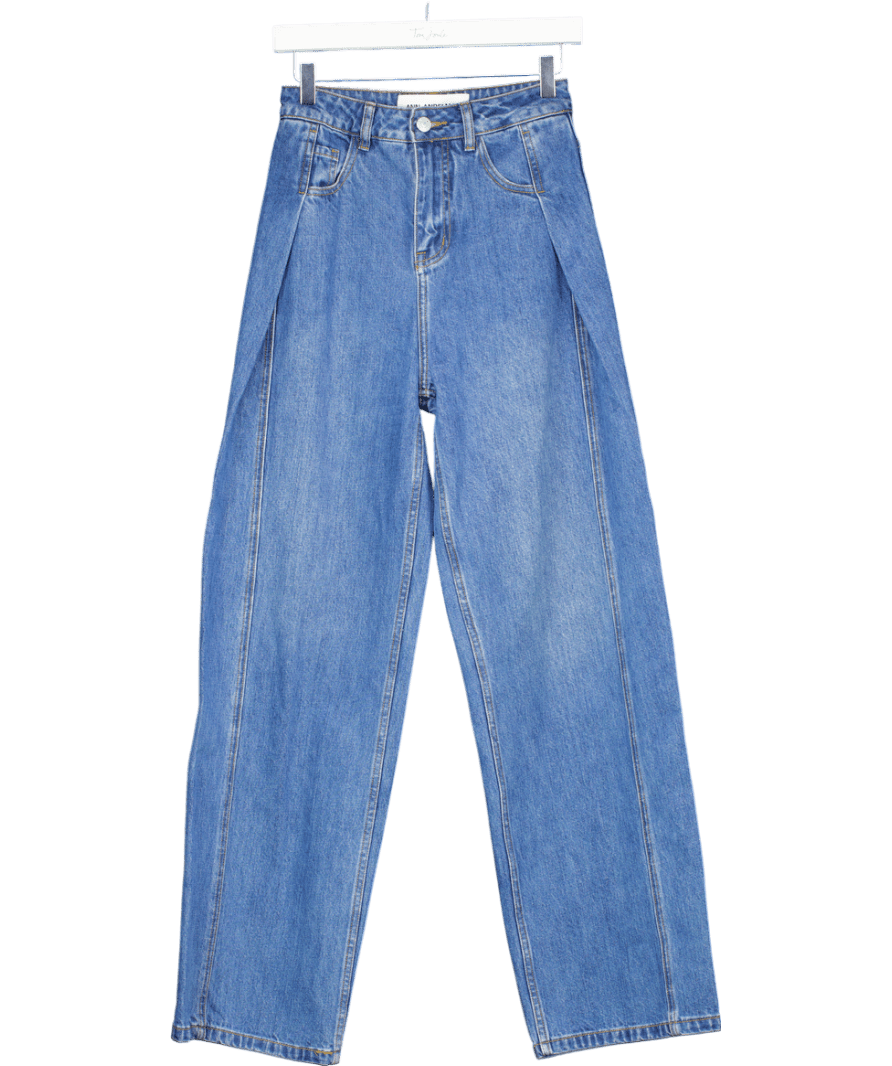 ANN ANDELMAN Blue Mid - high Waist Wide - leg Jeans W25 - Reliked