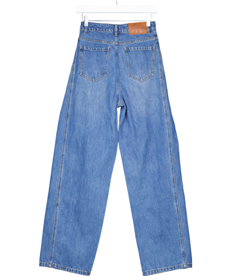 ANN ANDELMAN Blue Mid - high Waist Wide - leg Jeans W25 - Reliked