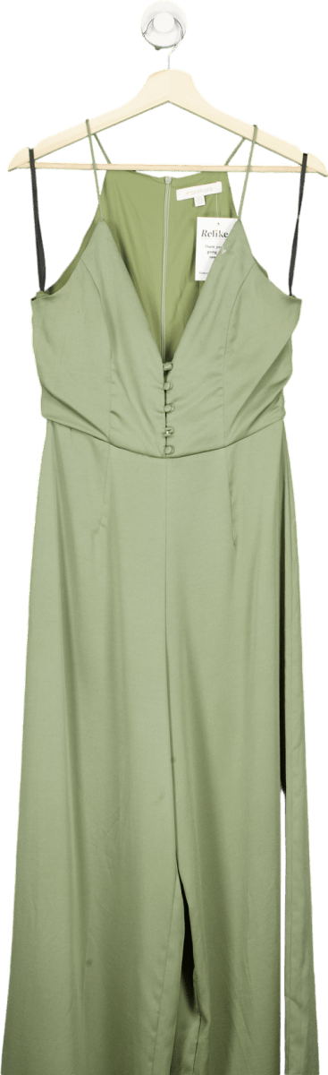 Another Look Olive Green Wide Leg Jumpsuit UK 10 - Reliked