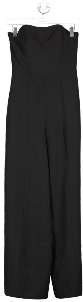 Anthropologie Black Corset Top Bandeau Strapless Wide Leg Jumpsuit UK 8 - Reliked