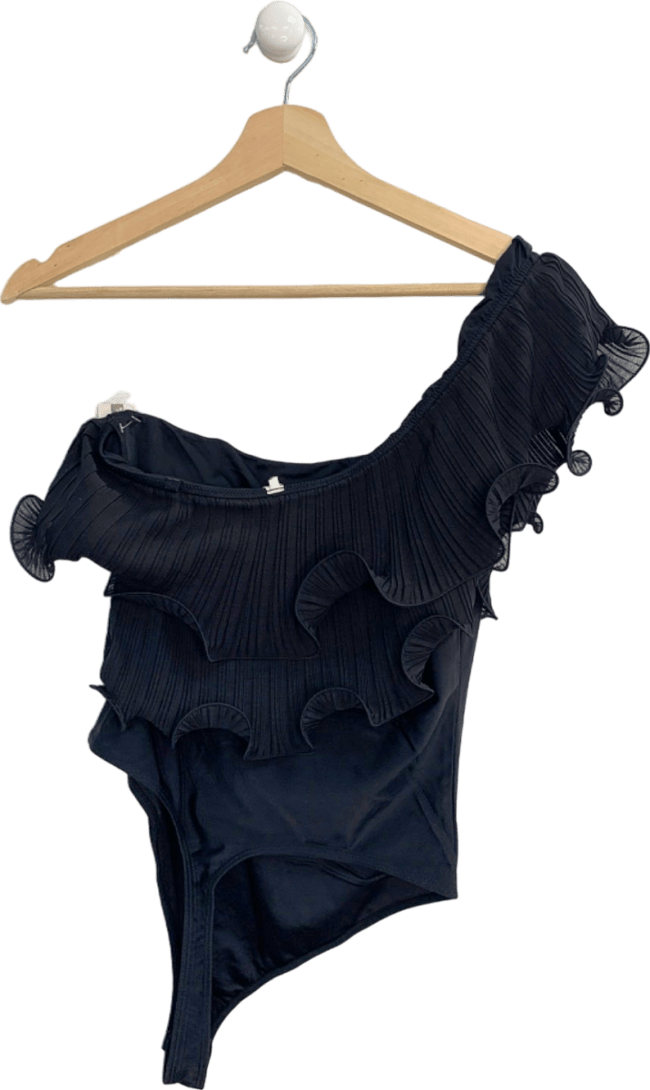 Anthropologie Black One - Shoulder Pleated Bodysuit M - Reliked