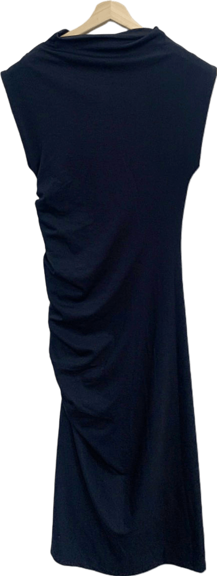 Anthropologie Black Sleeveless Ruched Dress UK M - Reliked