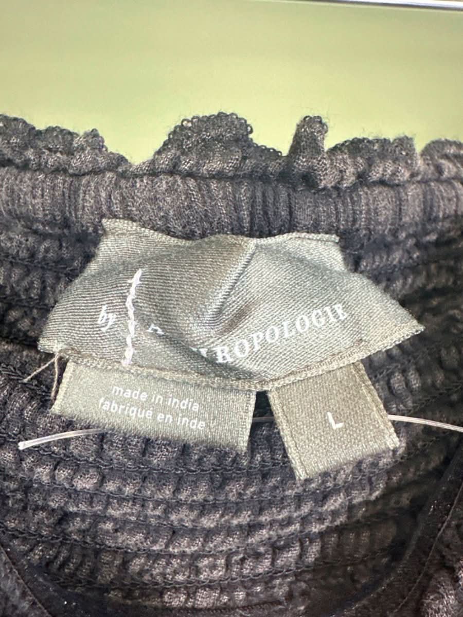 Anthropologie Black The Marisol Smocked Mini Dress UK L - Reliked