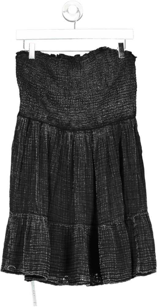 Anthropologie Black The Marisol Smocked Mini Dress UK L - Reliked