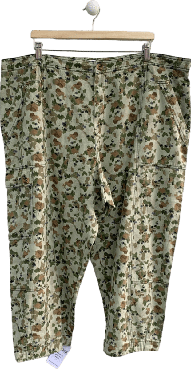 Anthropologie Green Camouflage Print Trousers UK 26W - Reliked