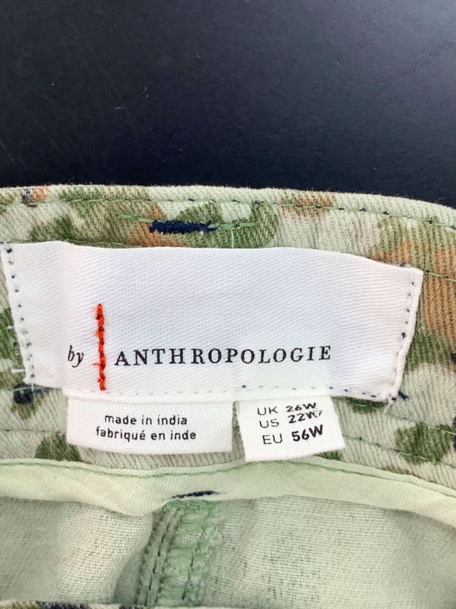 Anthropologie Green Camouflage Print Trousers UK 26W - Reliked