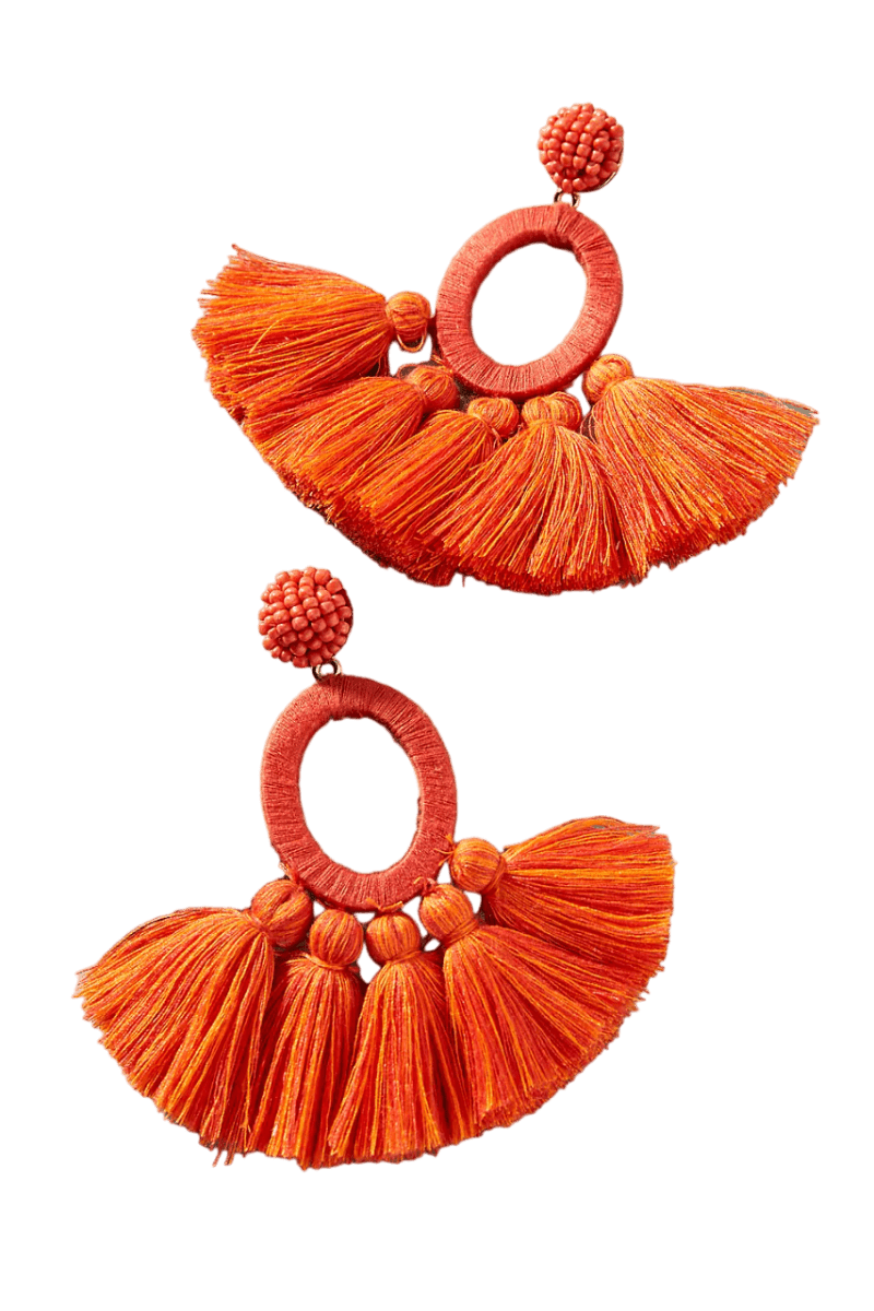 Anthropologie Hula Skirt Tasseled Drop Earrings - Reliked