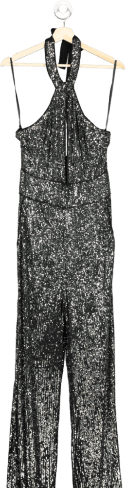 Maeve Black Sequin Halter Jumpsuit UK 16