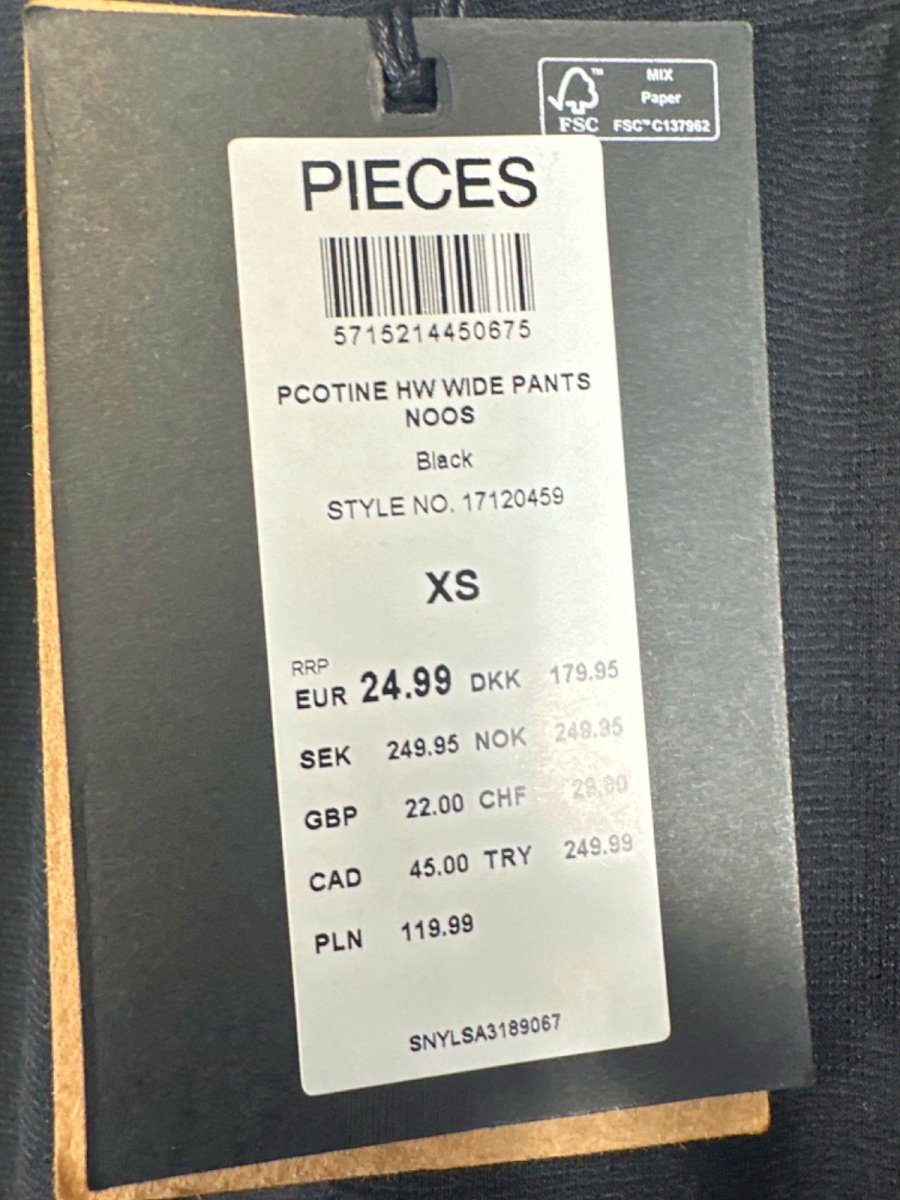 Anthropologie Pieces Black High Waisted wide leg trousers UK XS - Reliked