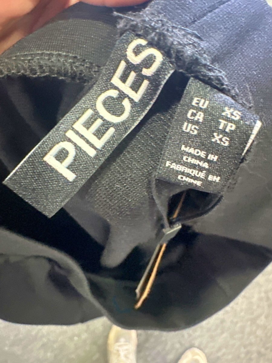 Anthropologie Pieces Black High Waisted wide leg trousers UK XS - Reliked