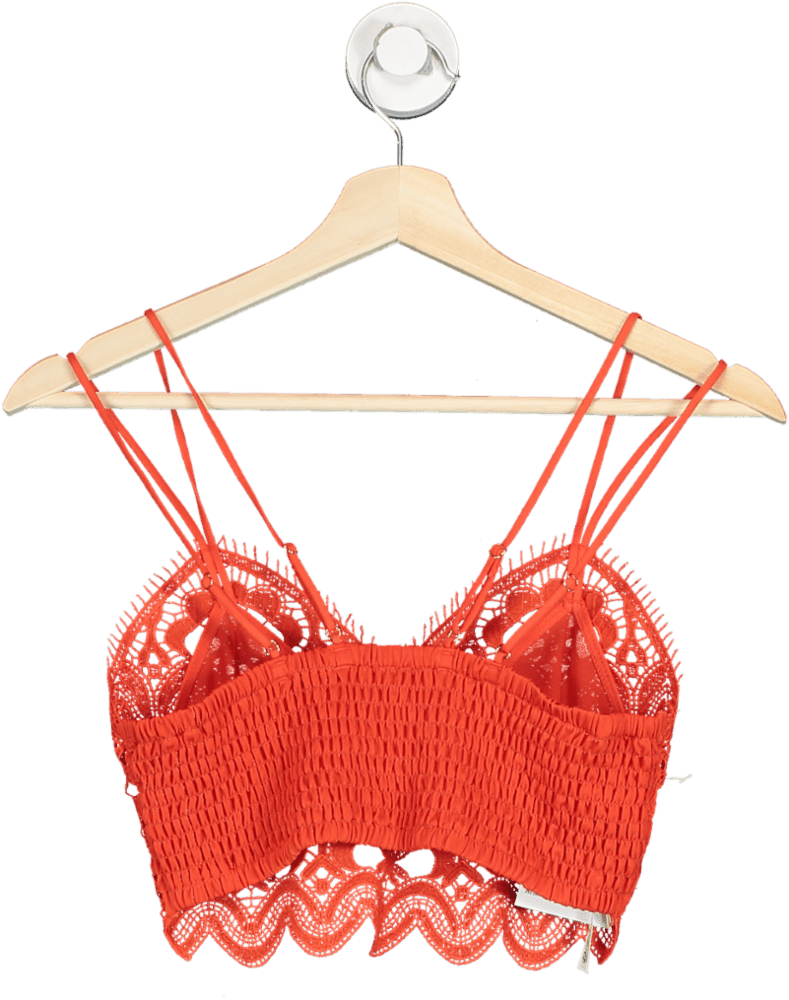 Anthropologie Red Crochet Lace Crop Top S - Reliked