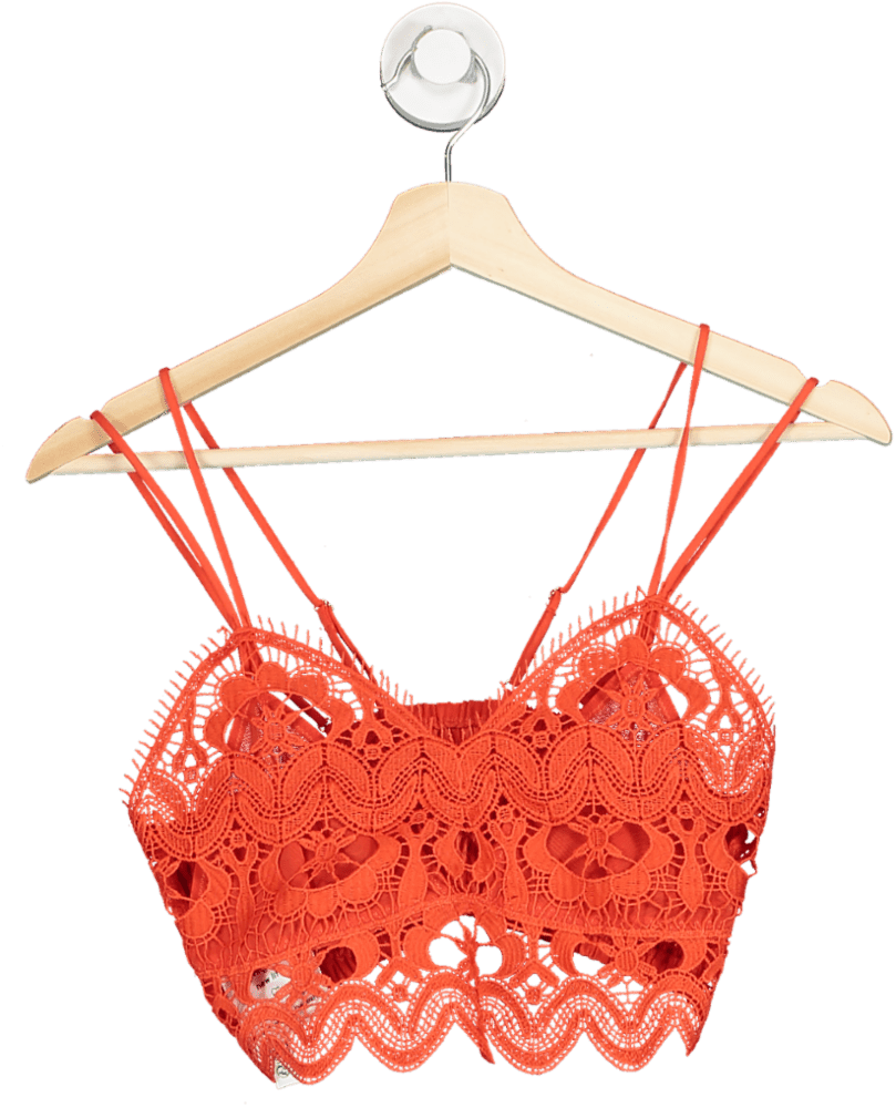 Anthropologie Red Crochet Lace Crop Top S - Reliked