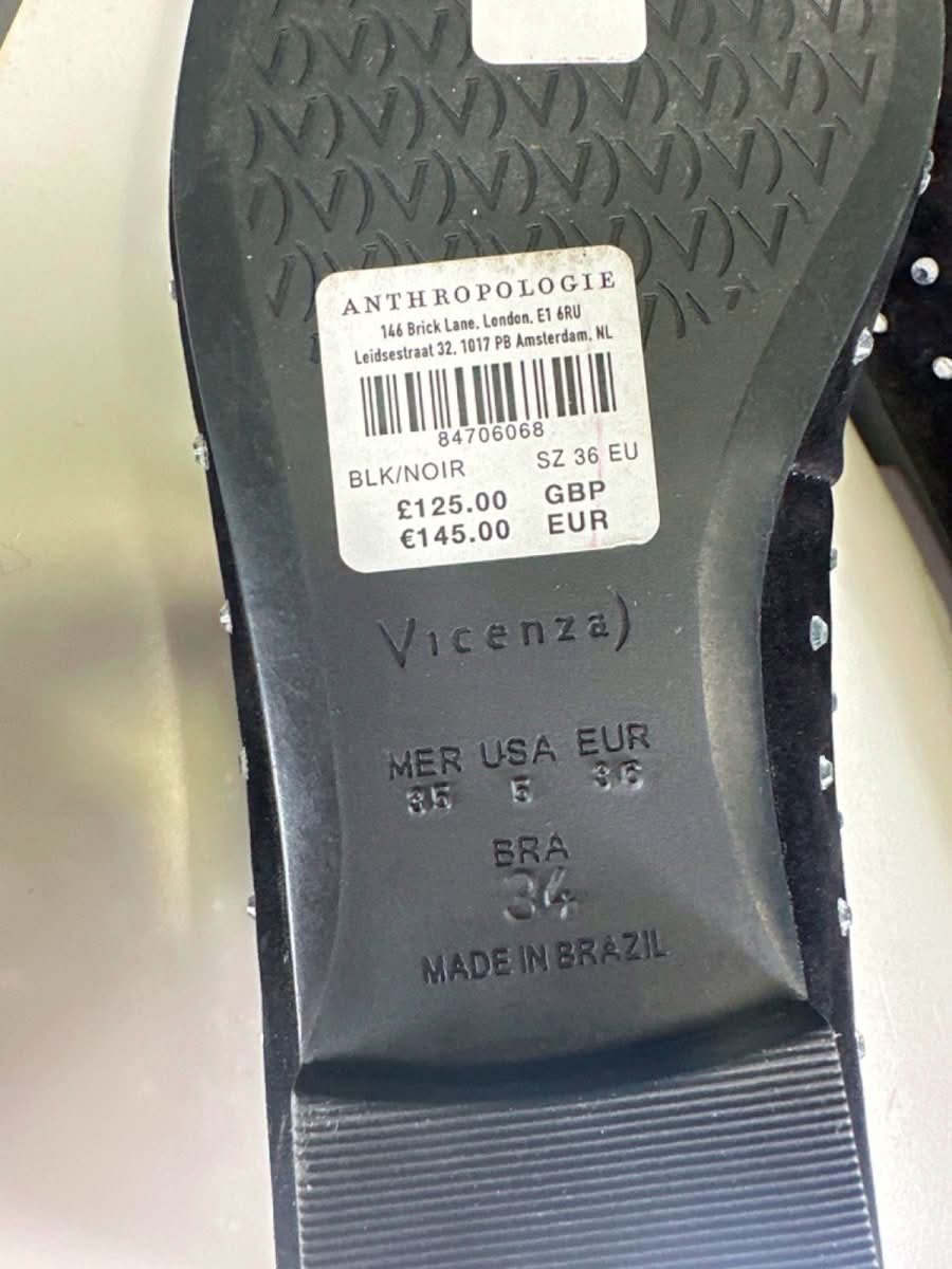 Anthropologie Vicenza Black Studded Ballet Flats EU 37 UK 4 - Reliked
