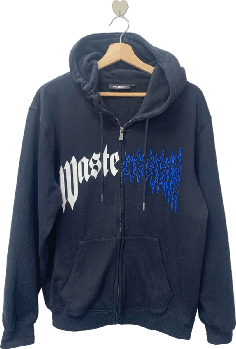 Anthropologie Wasted Black Dark Pitcher Hoodie UK M - Reliked