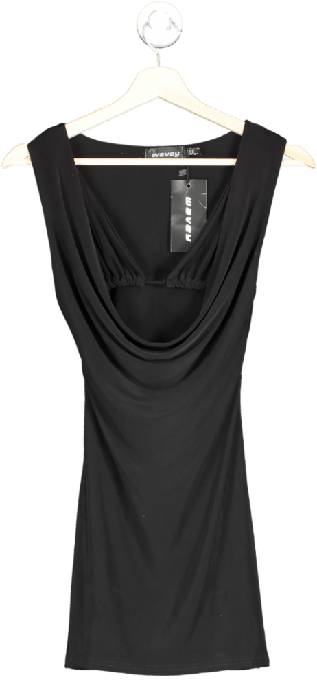 Anthropologie Wavey Black Sleeveless Dress UK 6 - Reliked