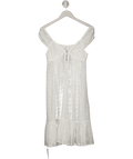 Anthropologie White Embroidered Pintuck Mini Dress UK S - Reliked