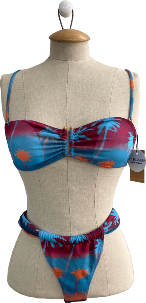 Anthropologie Wild Lovers Multicolour Tropical Print Bikini Set UK S - Reliked