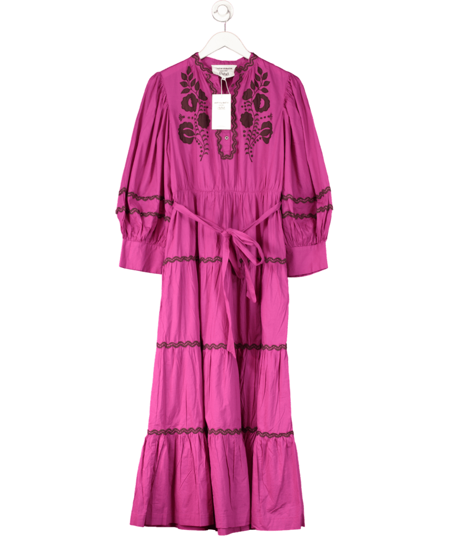 Antik Batik Purple Colette Embroidered Maxi Dress UK S - Reliked