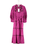 Antik Batik Purple Colette Embroidered Maxi Dress UK S - Reliked