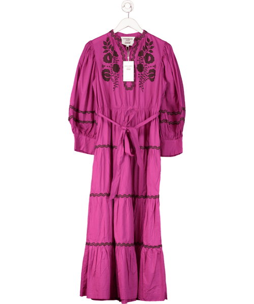 Antik Batik Purple Colette Embroidered Maxi Dress UK S - Reliked