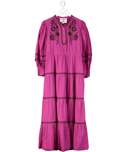 Antik Batik Purple Colette Embroidered Maxi Dress UK S - Reliked