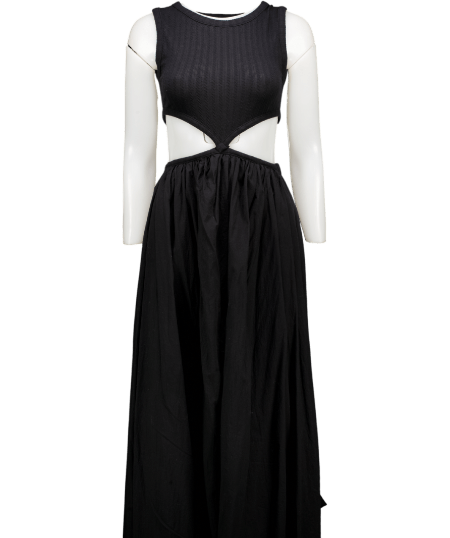 APLN SEOUL Black Cut Out Midi Dress UK M/L - Reliked