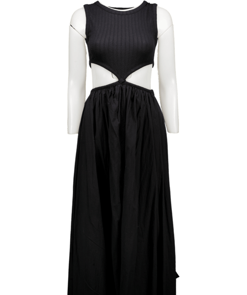 APLN SEOUL Black Cut Out Midi Dress UK M/L - Reliked