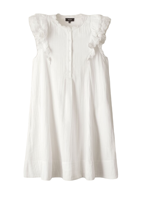 ME+EM White Cheesecloth Frill Short Swing Dress Cotton UK 14