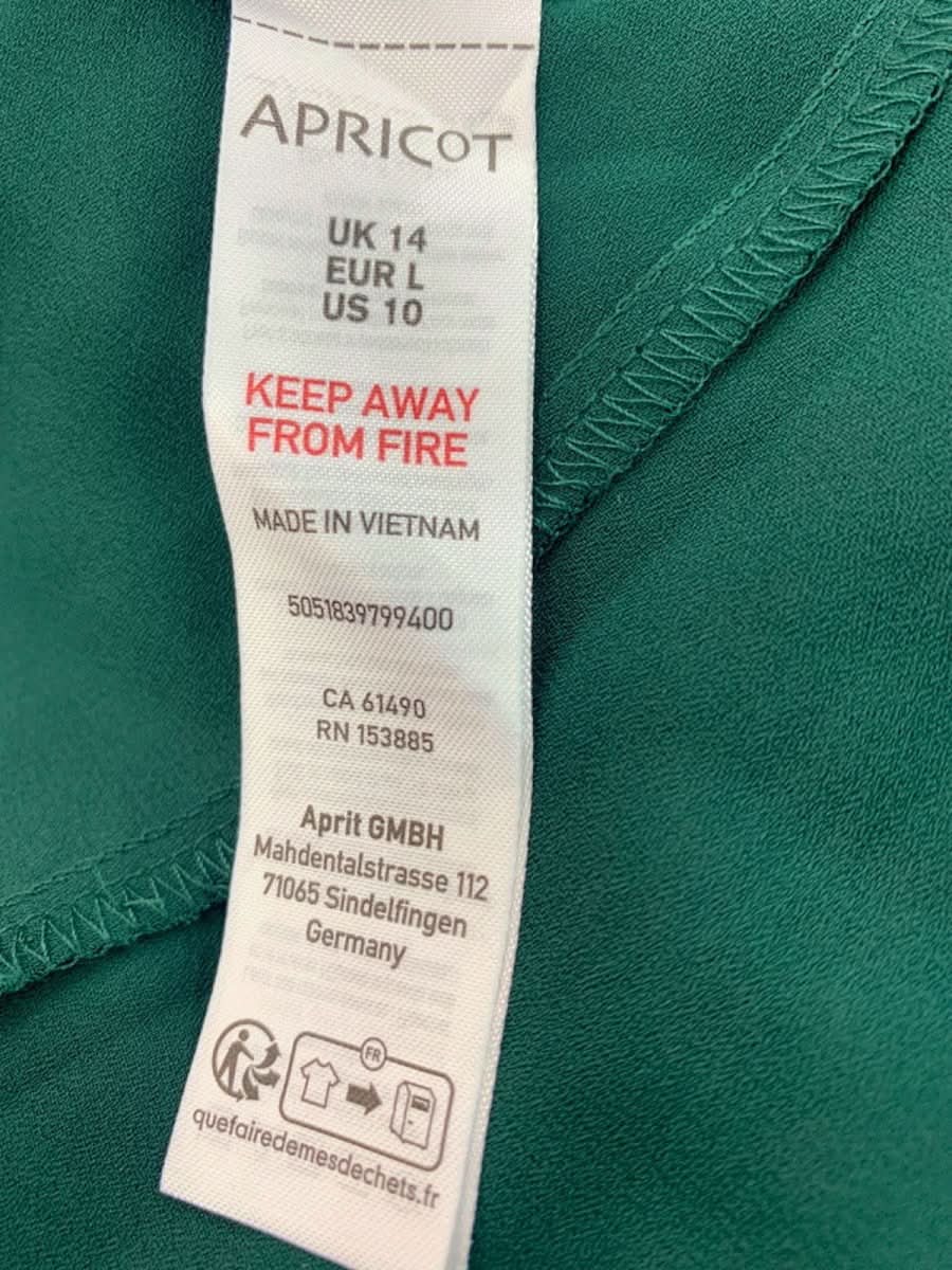 Apricot Green Ditsy Ruched V Neck Dress UK 14 - Reliked