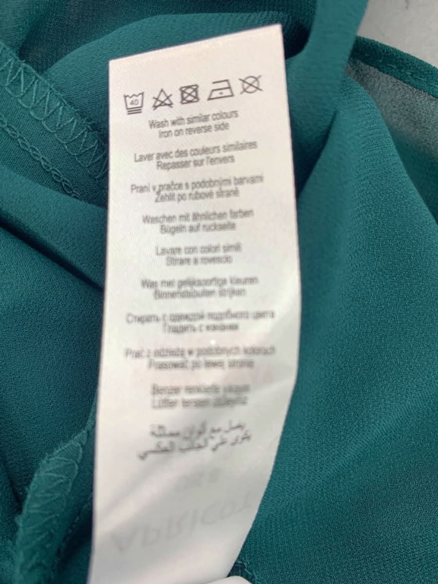 Apricot Green Floral Volume Sleeve Chiffon Tunic UK XS - Reliked