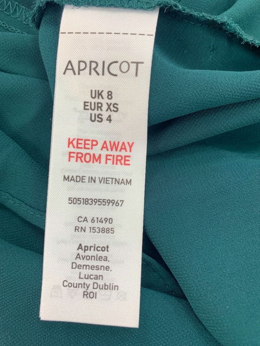 Apricot Green Floral Volume Sleeve Chiffon Tunic UK XS - Reliked