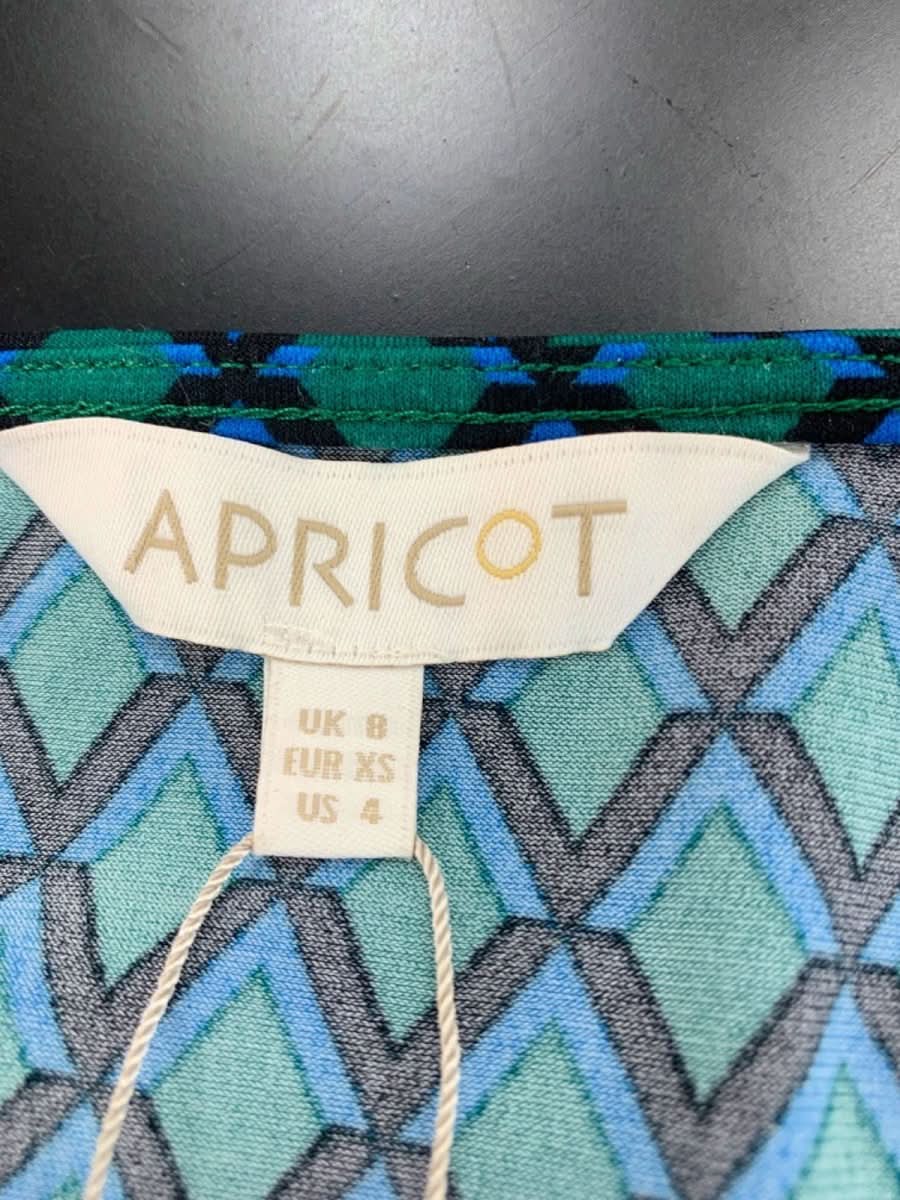 Apricot Green Mini Diamond Draped Wrap Dress UK 8 - Reliked